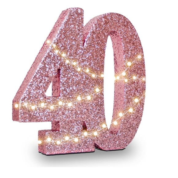 Pink 40th birthday sash and centerpiece decor - Picture 6 of 6